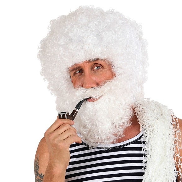 Peruca Velho de Barbas brancas