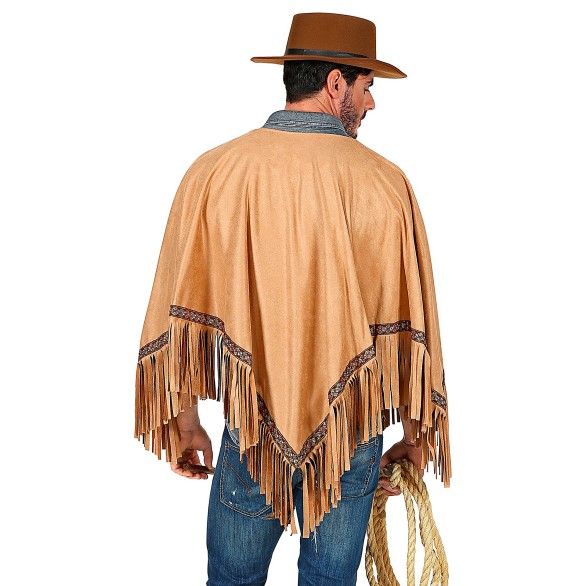 Poncho Castanho com Franjas