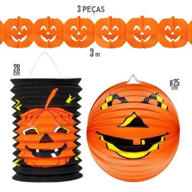 Kit Decorativo Aboboras Halloween