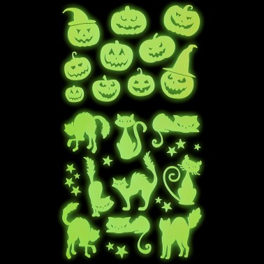 Mini Autocolantes Halloween Brilham no Escuro Mini Autocolantes Halloween Brilham no Escuro