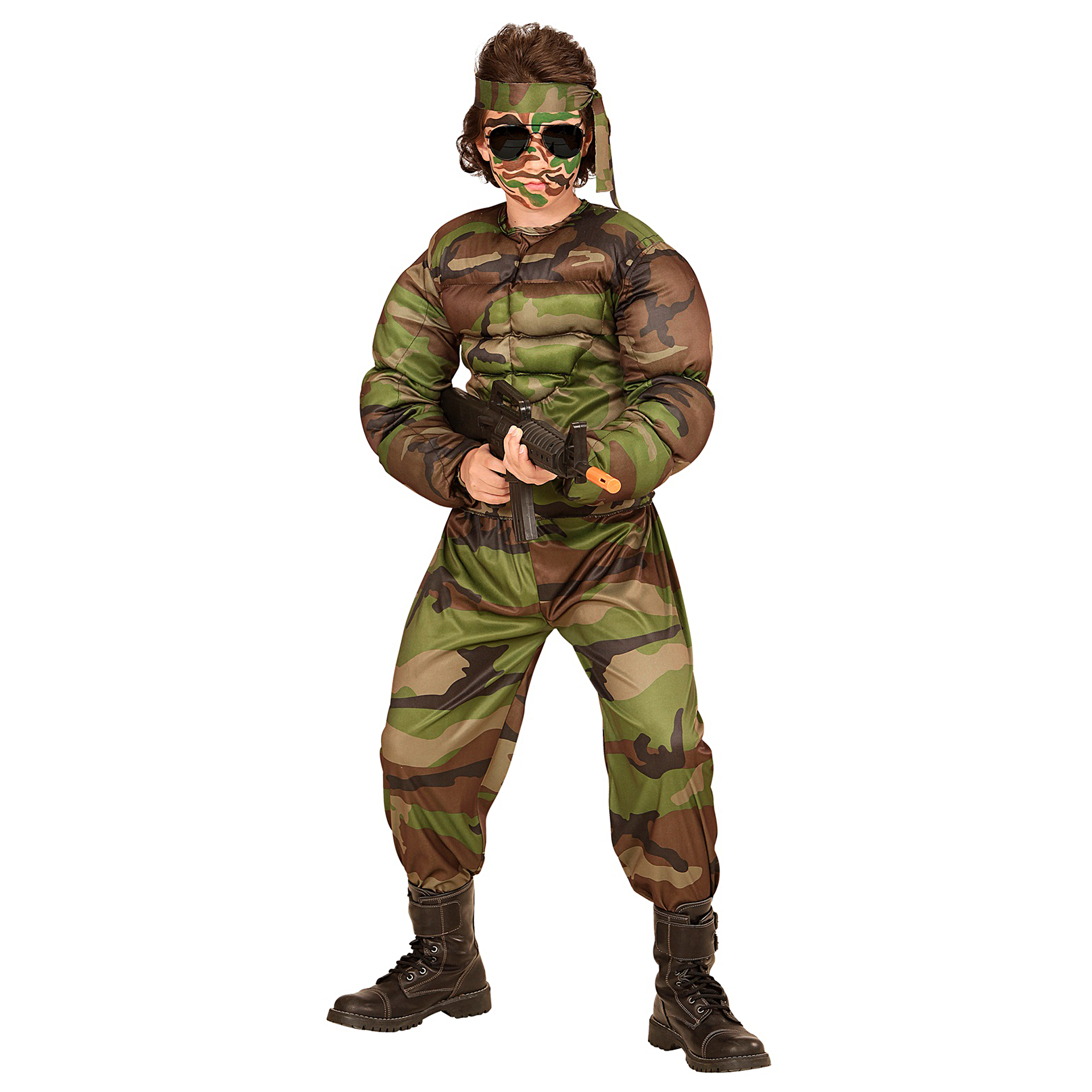 Fato Soldado Músculado Menino