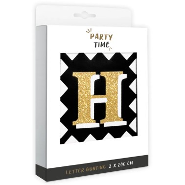 Bandeirolas Happy Birthday Black Gold