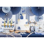 Leque Papel Azul E Branco 3 Unid