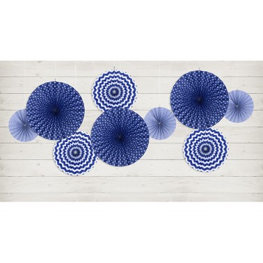 Leque Papel Azul E Branco 3 Unid