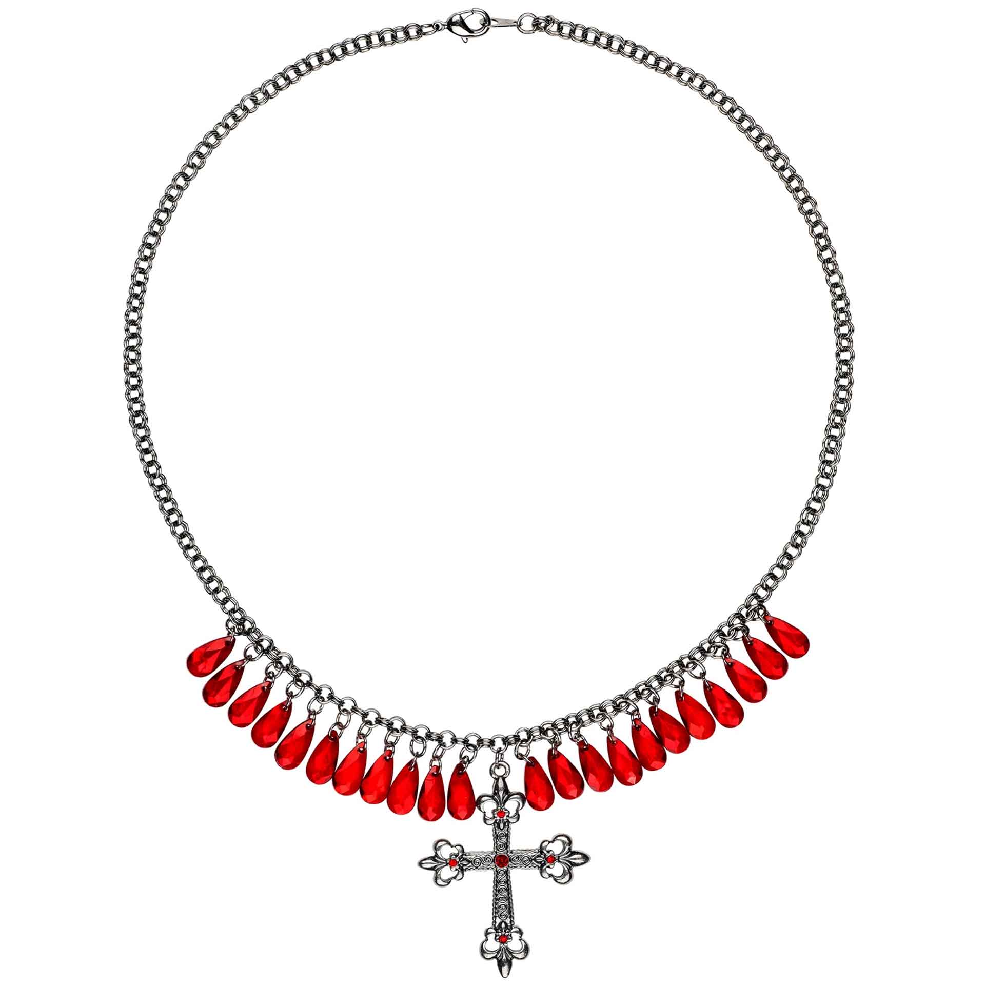 Colar Cruz Gótica Vermelha