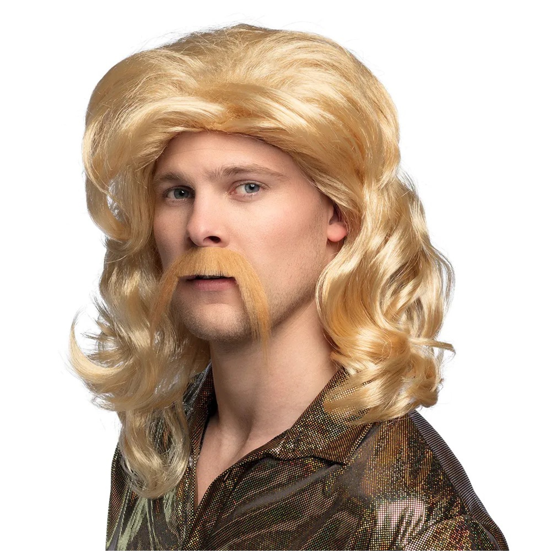 Peruca Barry Blond com Bigode