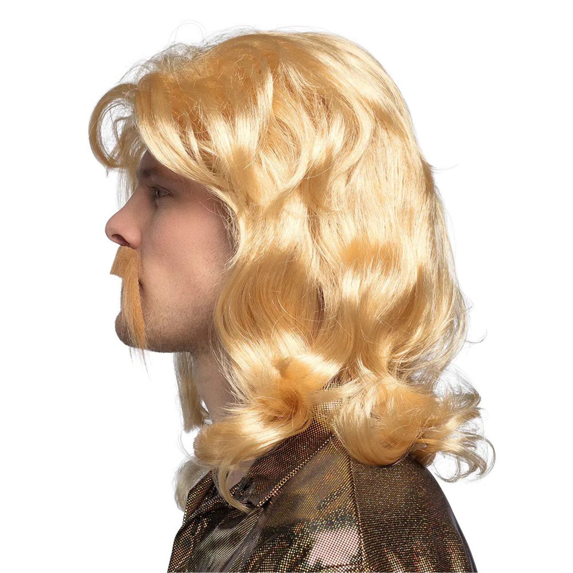 Peruca Barry Blond com Bigode