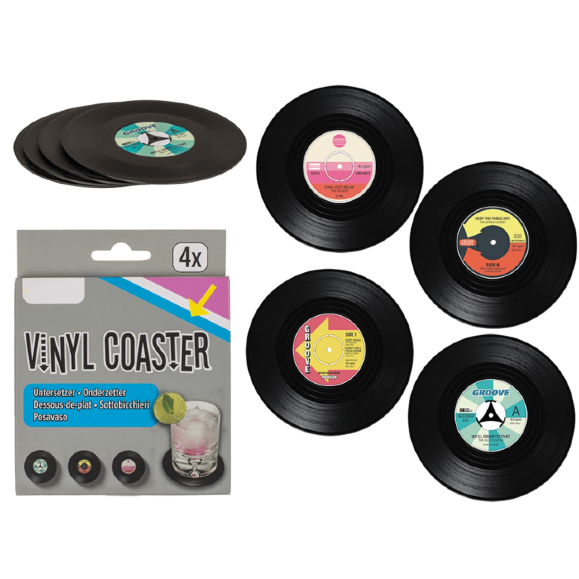 Base Copo Disco Vinyl 4 Unid