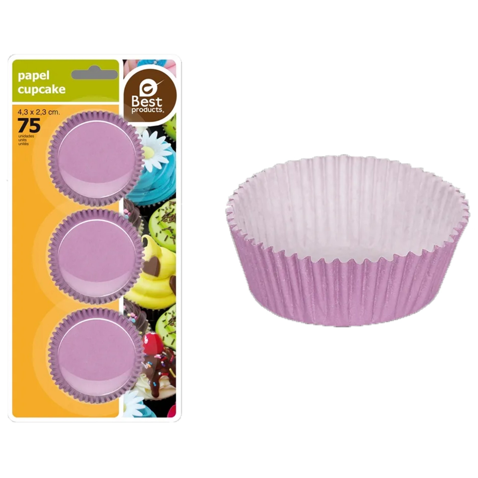 Formas Mini Cupcake Lilás 75 Unid