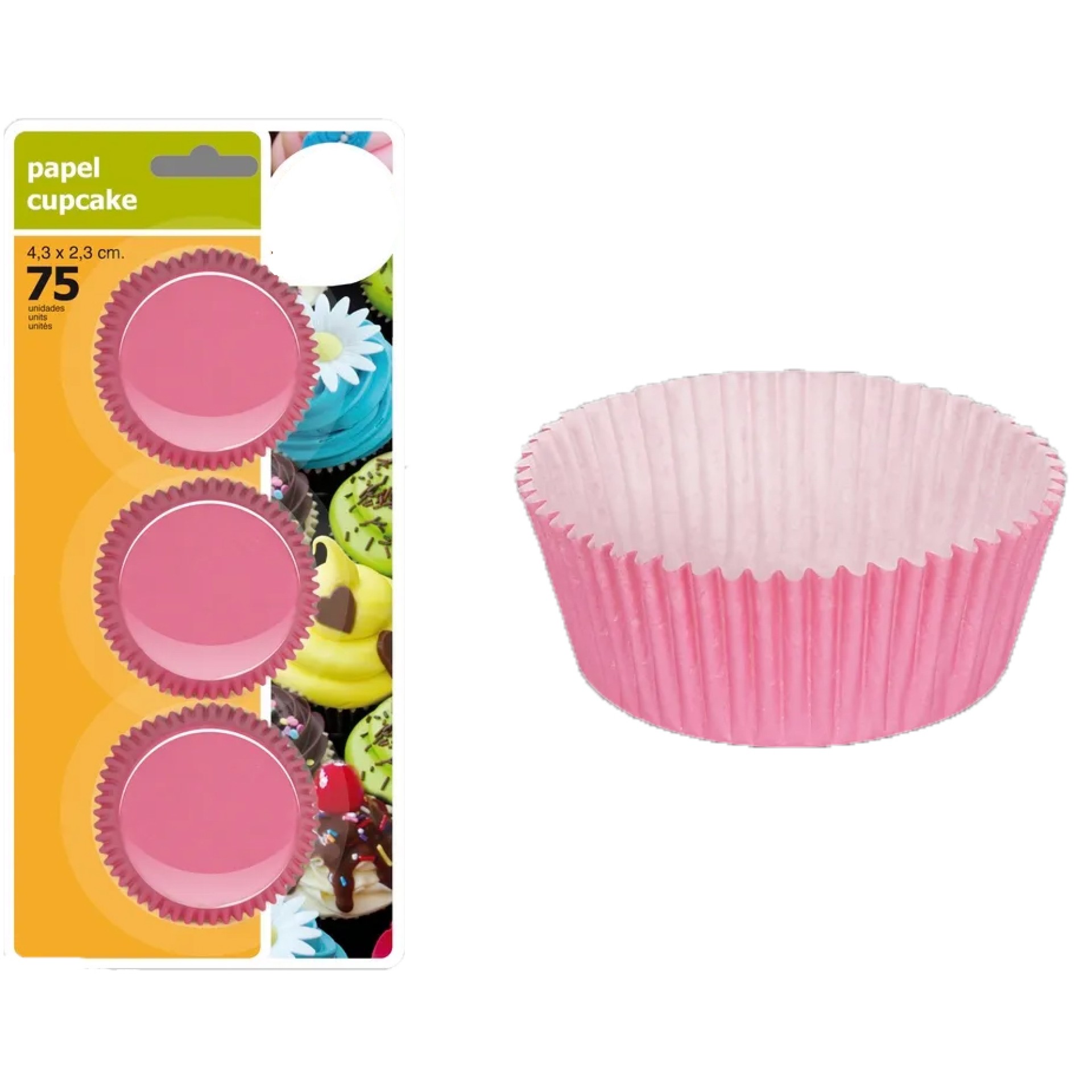 Formas Mini Cupcake Rosa 75 Unid