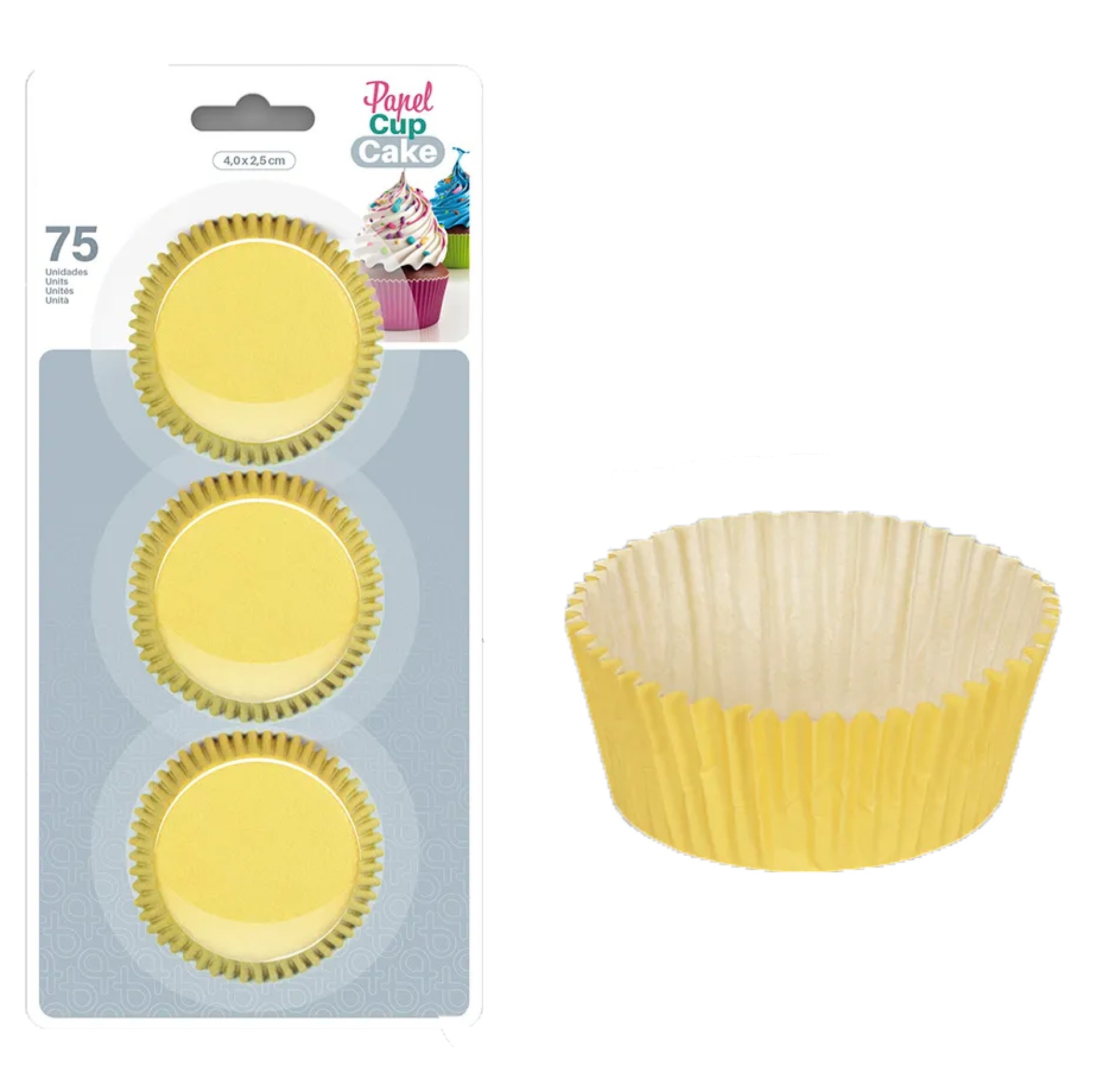 Formas Cupcake Amarelo 75 Unid
