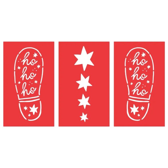 Stencil Pegada Pai Natal 3 Unid