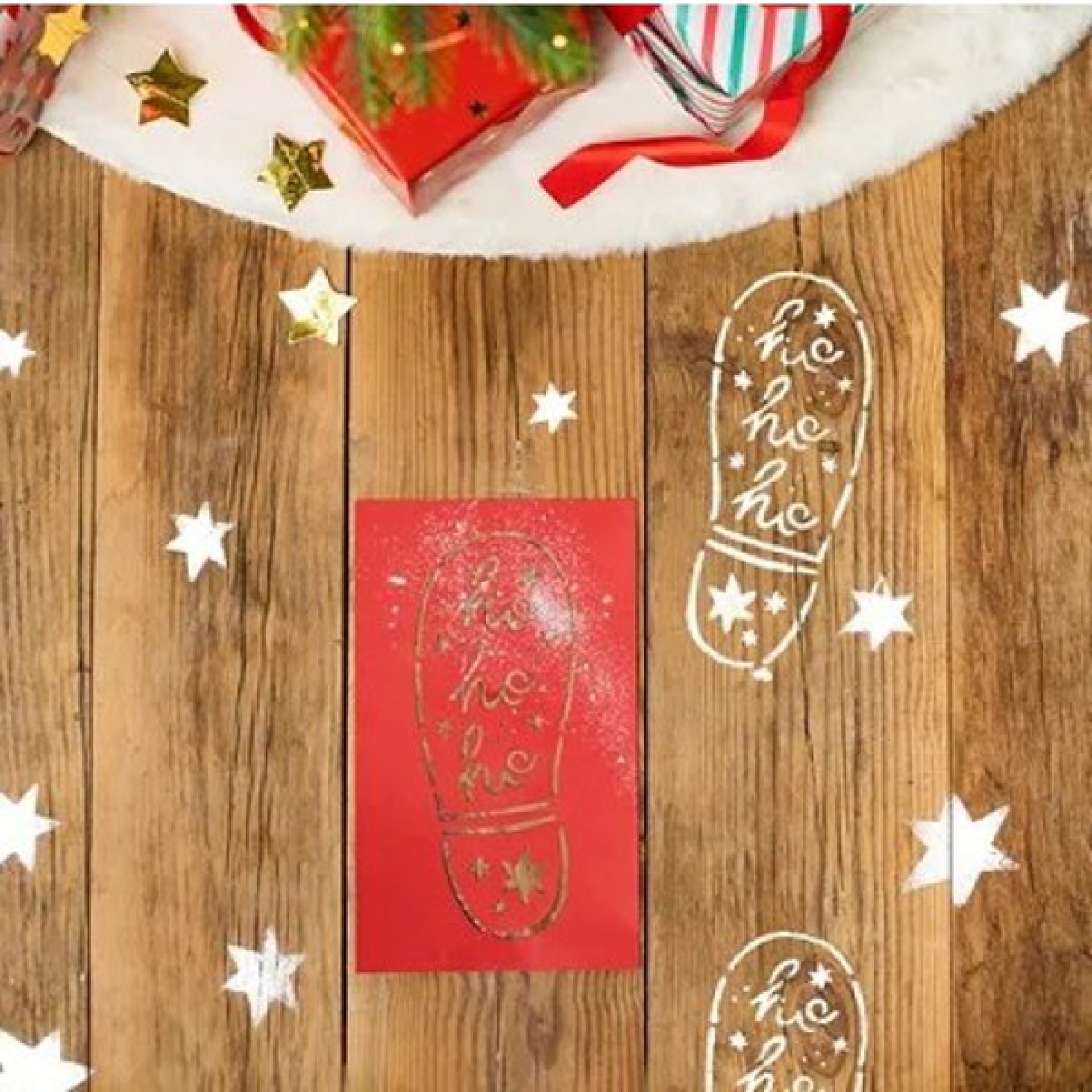 Stencil Pegada Pai Natal 3 Unid