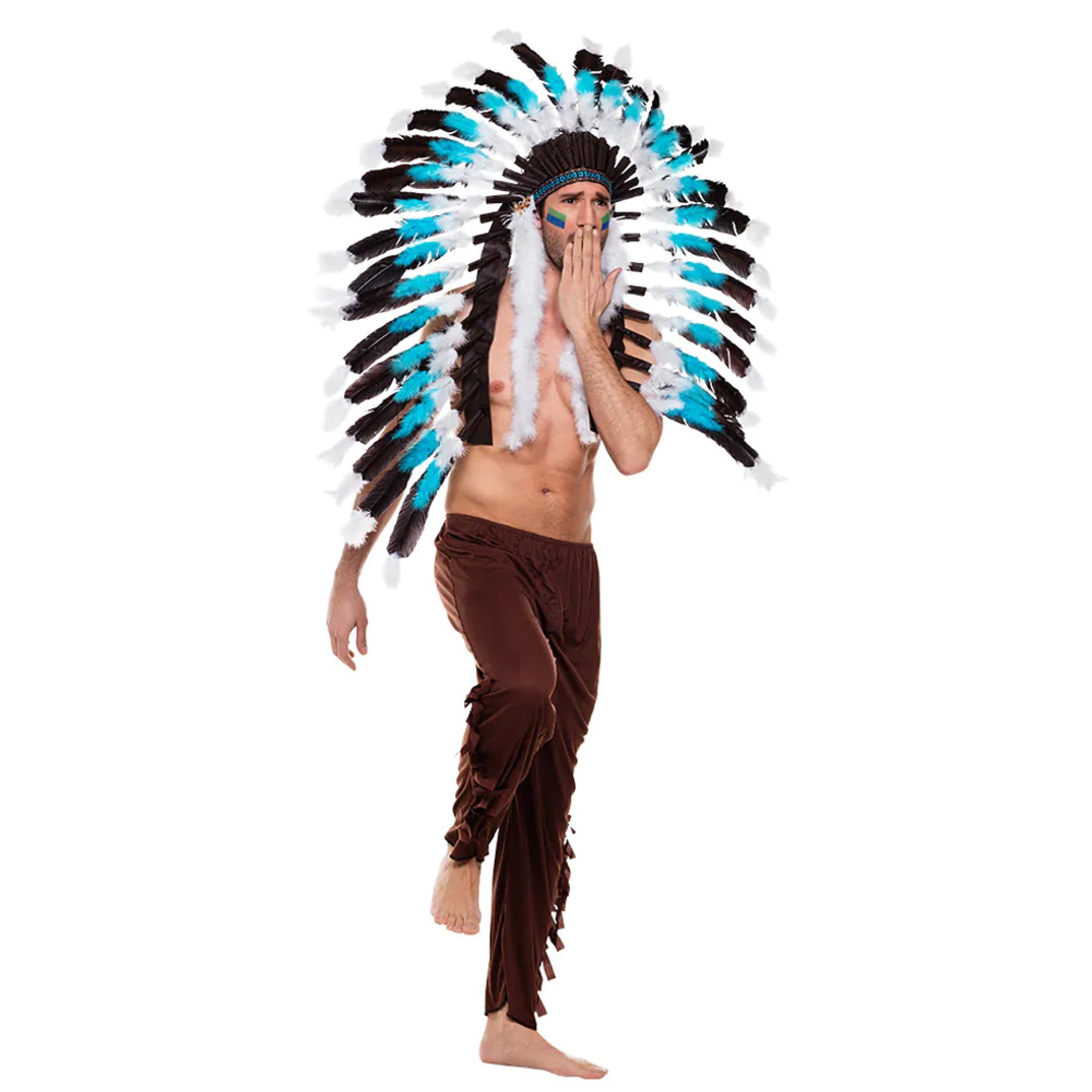 Chapéu Índio Penas Azuis