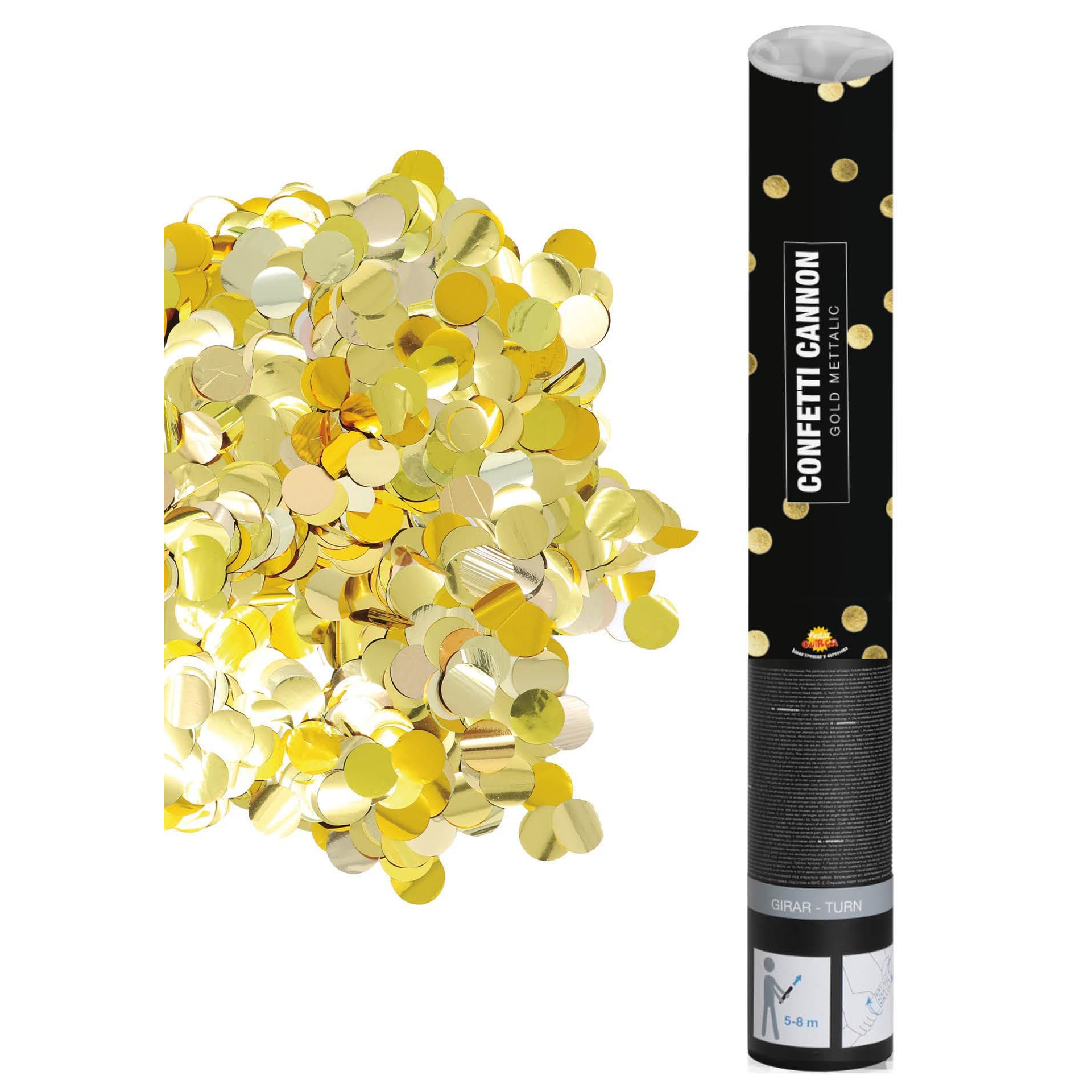 Lança Confettis Bolinhas Douradas 40cm