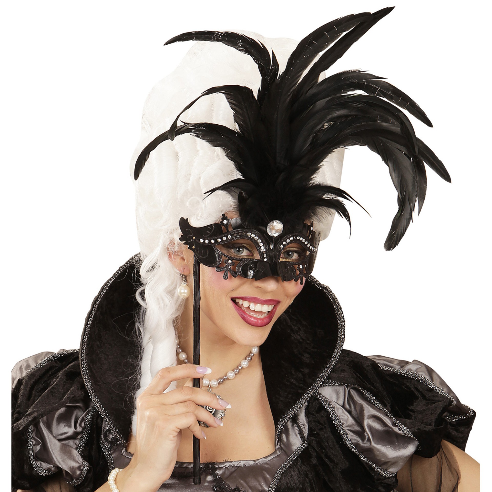 Máscara Dama de Veneza com cabo