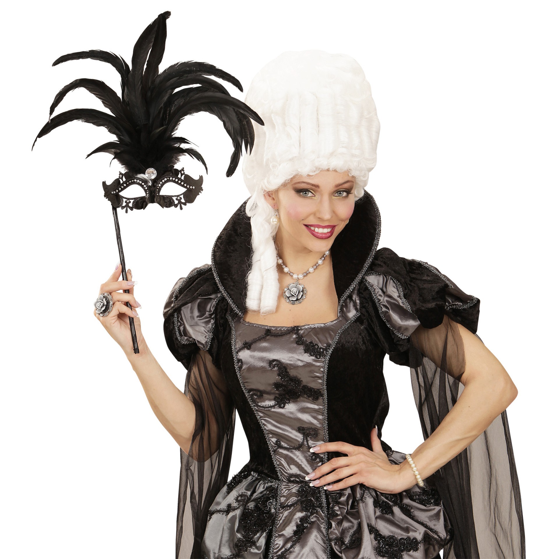 Máscara Dama de Veneza com cabo