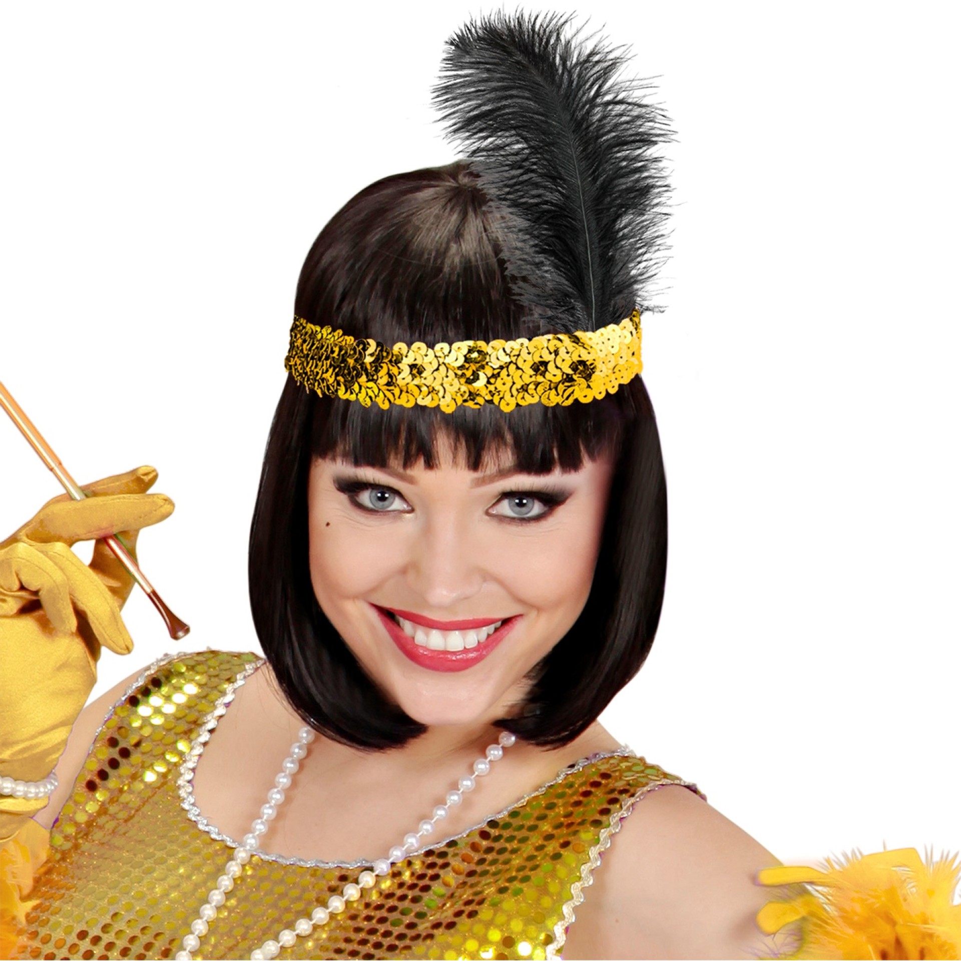 Fita com Pena Dourada e Preta