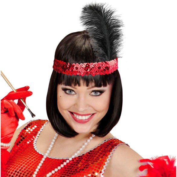 Fita com Pena Vermelha e Preta