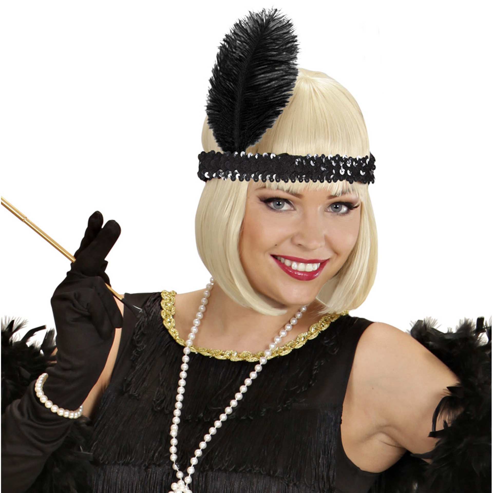 Fita com Pena Preta Anos 20