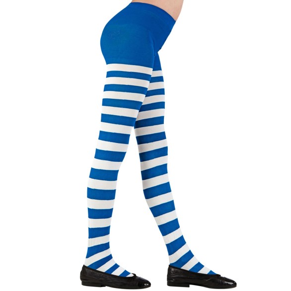 Collants Riscas Azuis e Brancas Criana