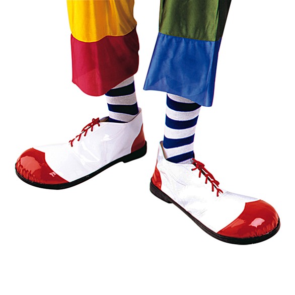 Sapatos Palhao Vermelho e Branco Adulto