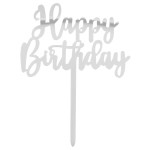 Topo Bolo Happy Birthday Prateado
