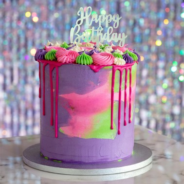 Topo Bolo Happy Birthday Prateado