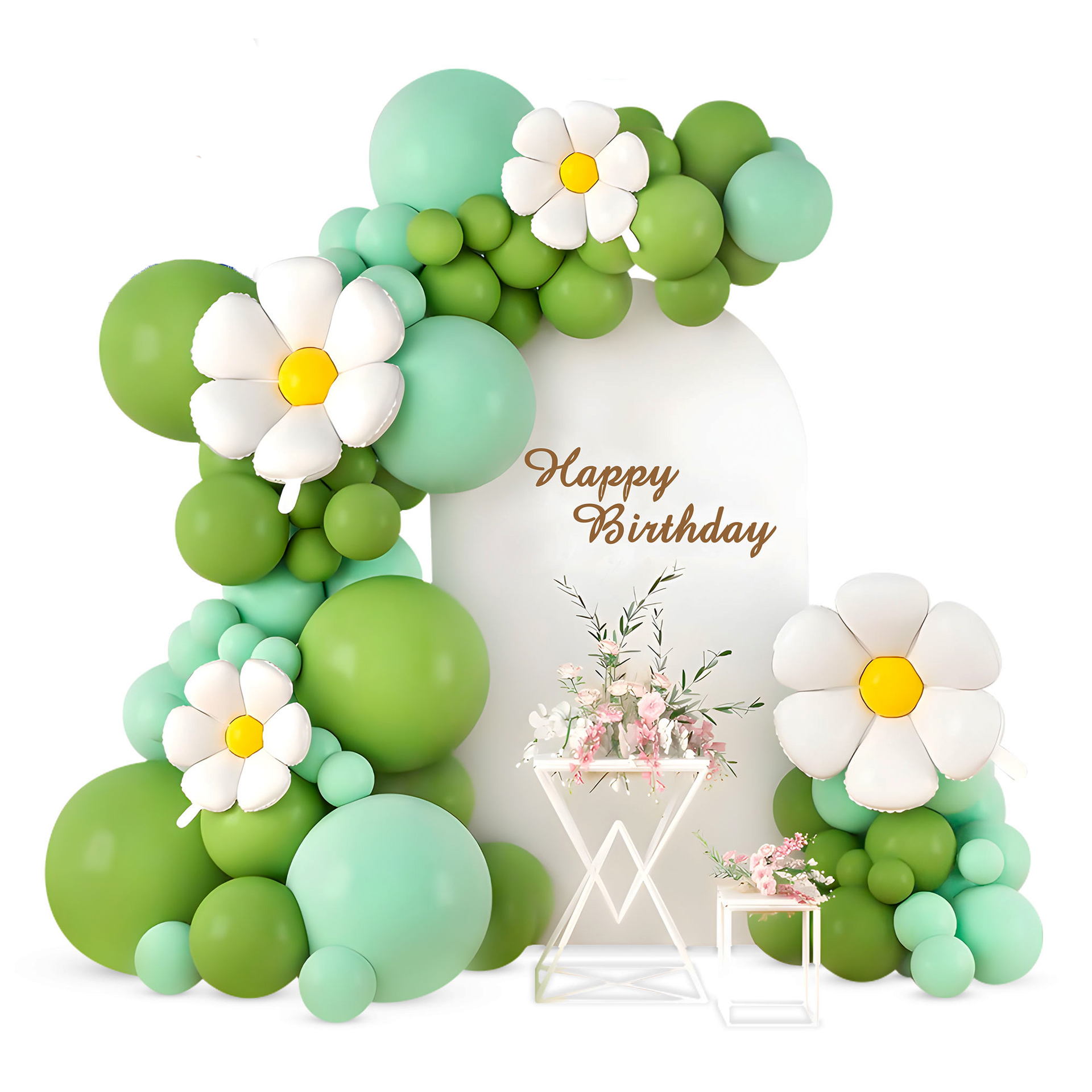 Arco Balões Orgânico Margaridas
