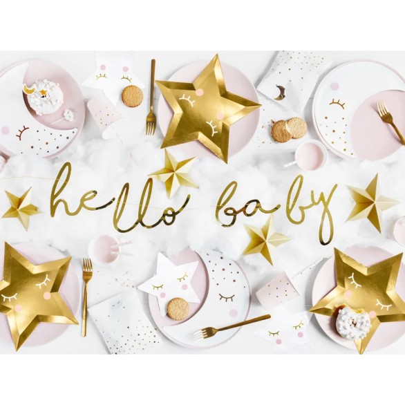 Bandeirolas Hello Baby Douradas