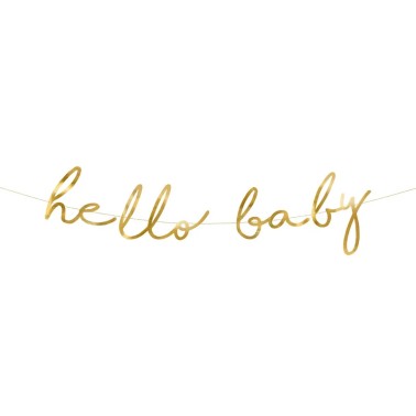 Bandeirolas Hello Baby Douradas