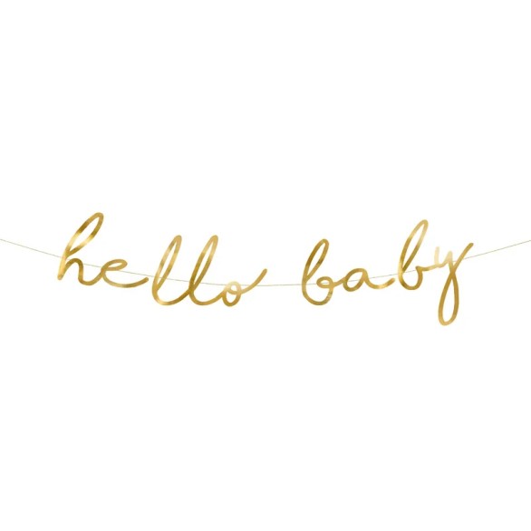 Bandeirolas Hello Baby Douradas