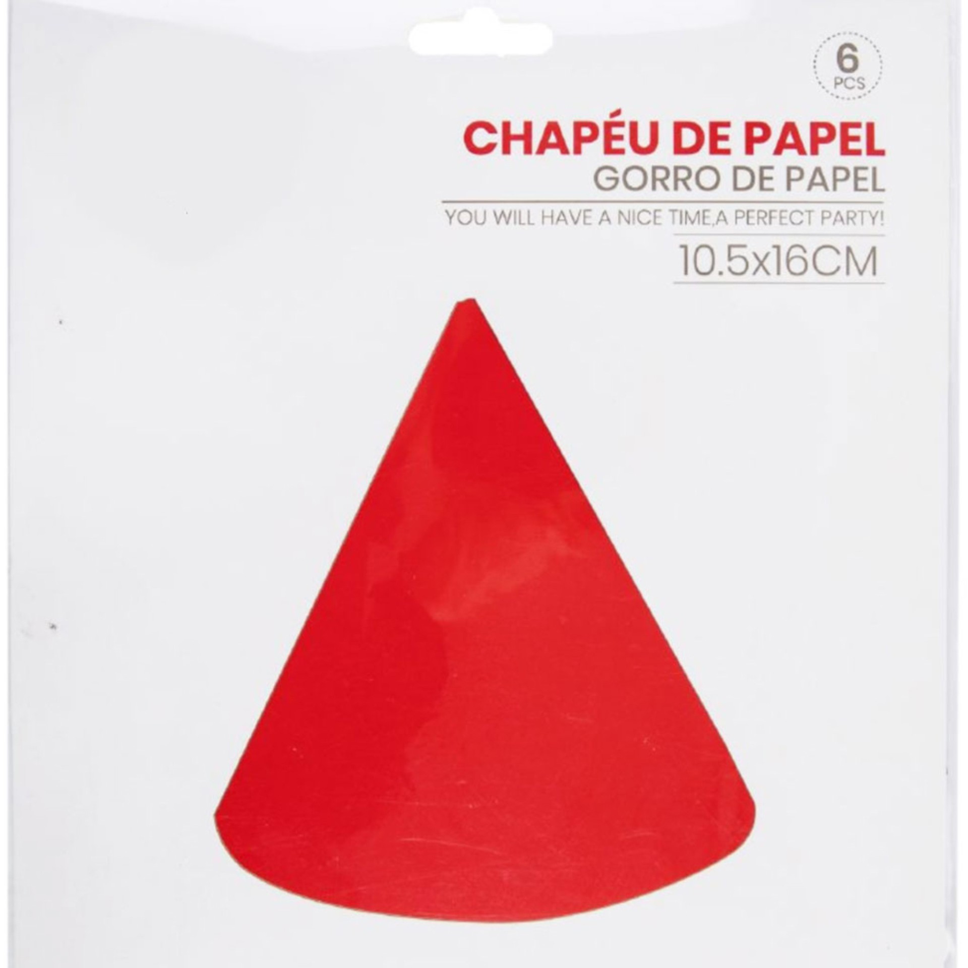 Chapéu Cone Vermelho 6 Unid
