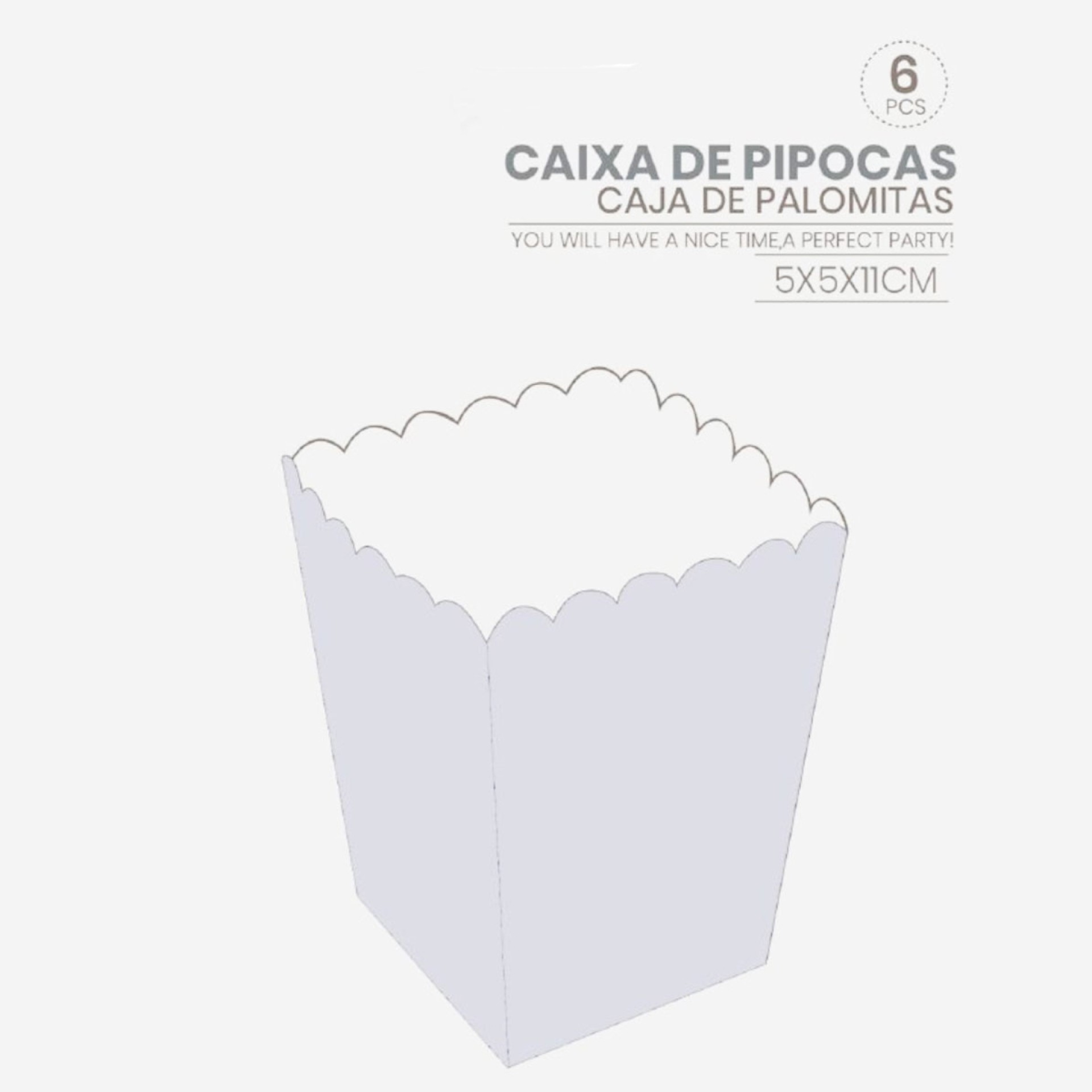 Caixas Pipocas Prateadas Pequenas 6 Unid