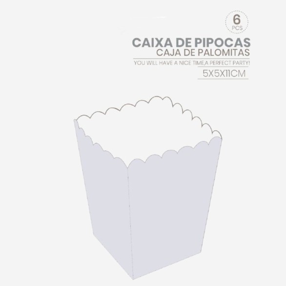 Caixas Pipocas Prateadas Pequenas 6 Unid