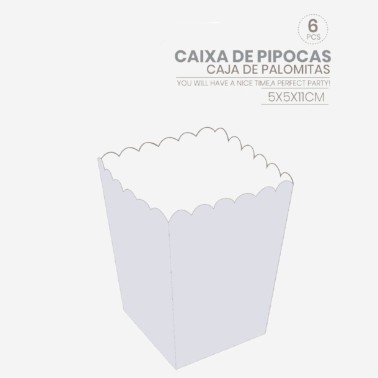 Caixas Pipocas Prateadas Pequenas 6 Unid