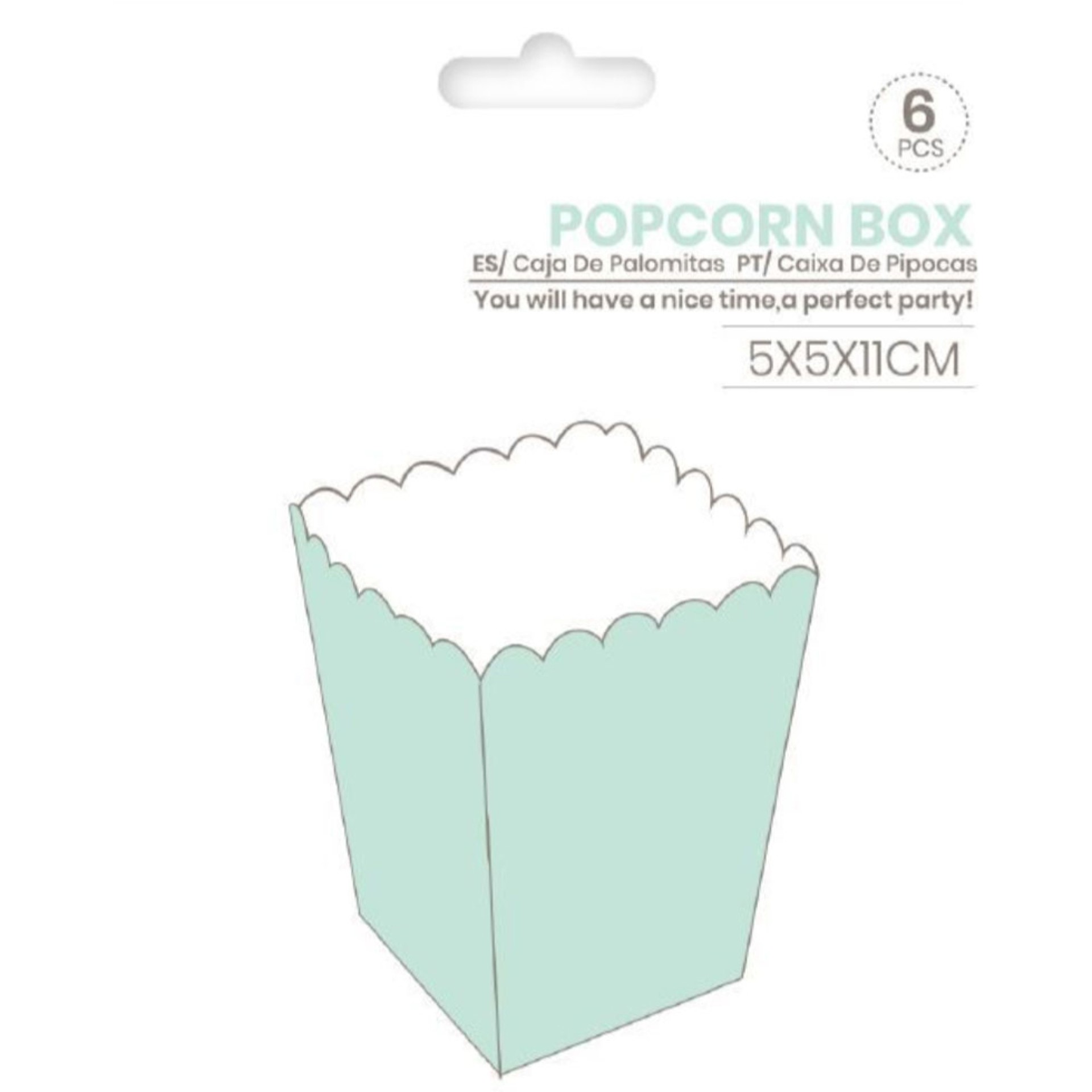 Caixas Pipocas Verde Menta Pequenas 6 Unid