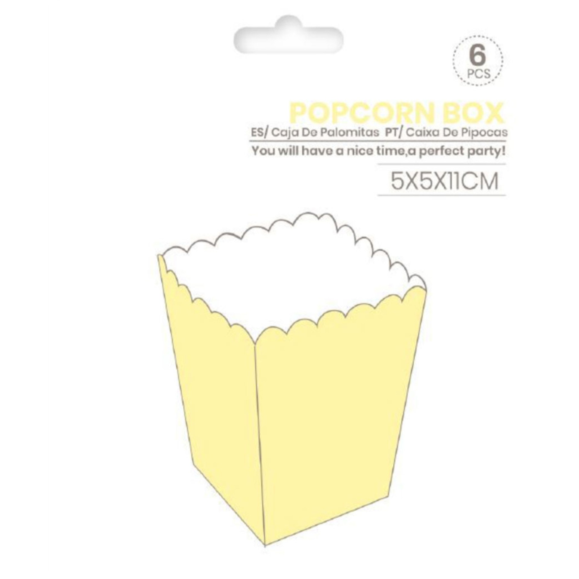 Caixas Pipocas Amarelas Pequenas 6 Unid