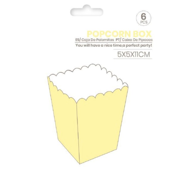 Caixas Pipocas Amarelas Pequenas 6 Unid