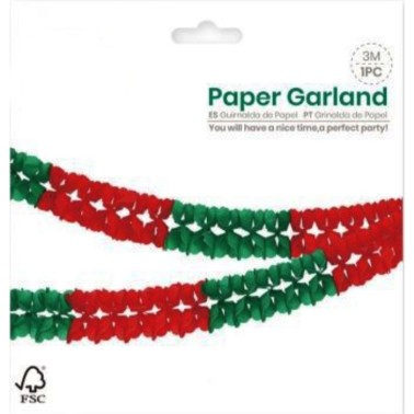 Grinalda Papel Verde e Vermelha 3M