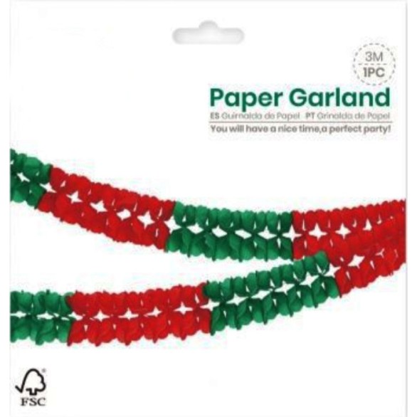 Grinalda Papel Verde e Vermelha 3M