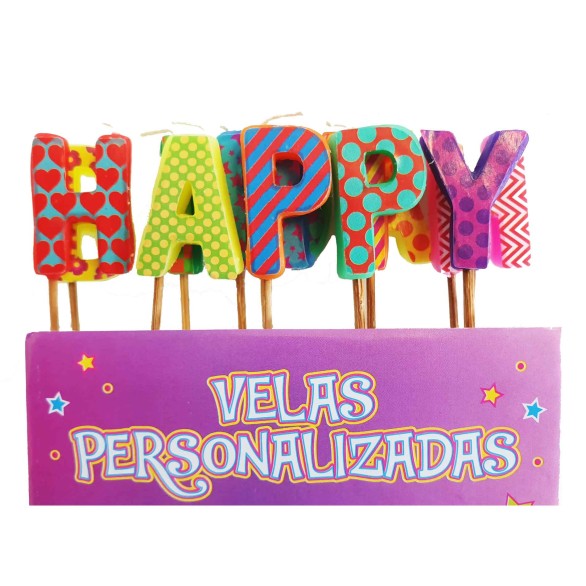 Velas Happy Birthday coloridas