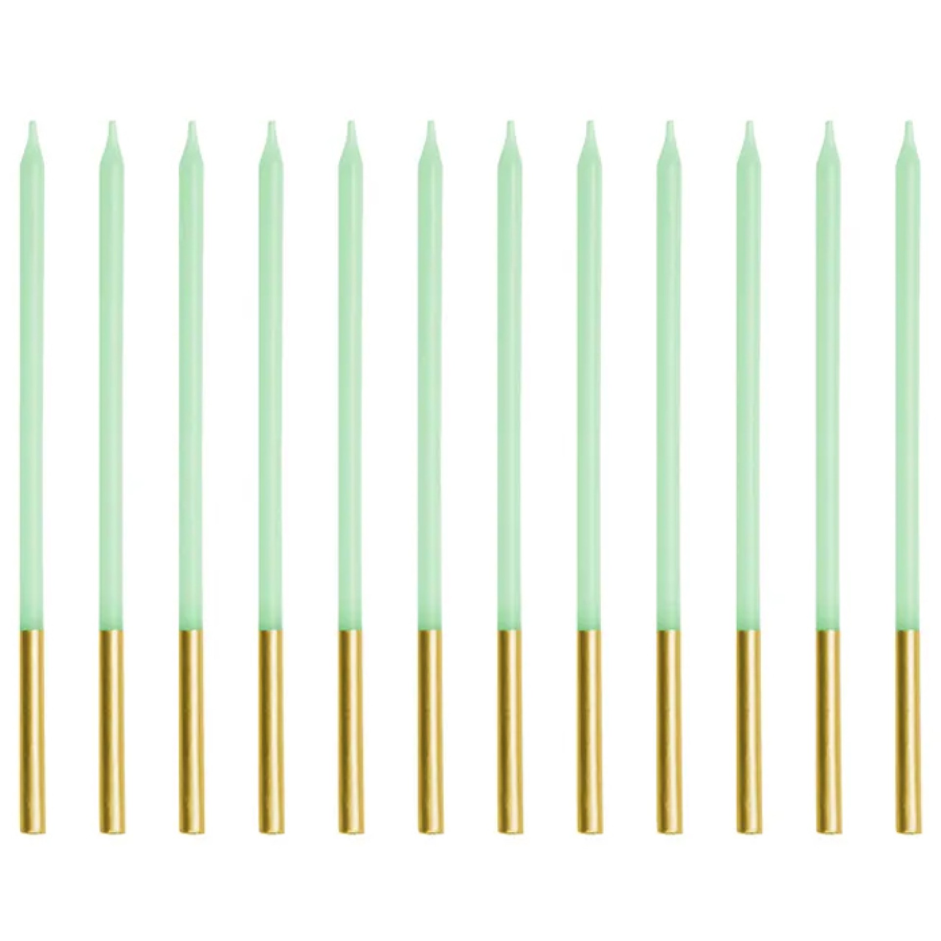 Set 12 Velas Verde e Dourado