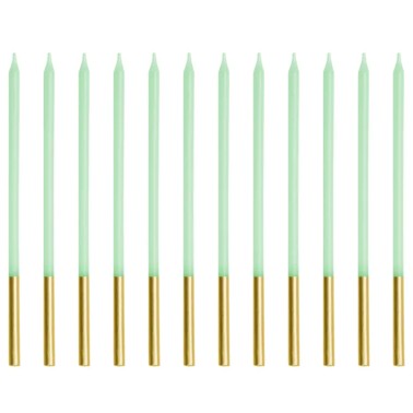 Set 12 Velas Verde e Dourado