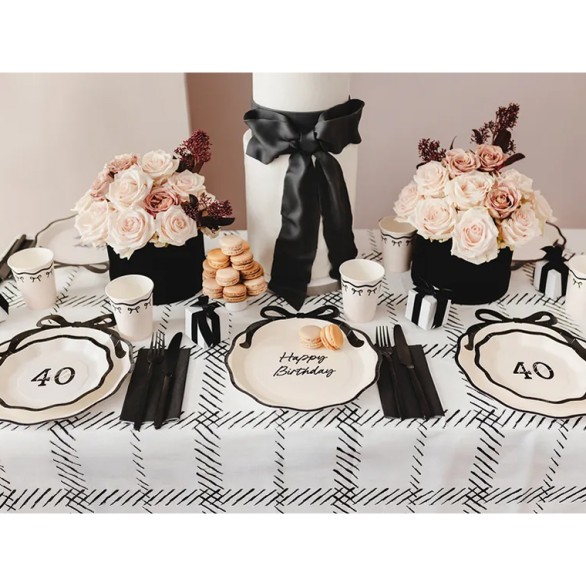 Pratos Laço Happy Birthday 6un