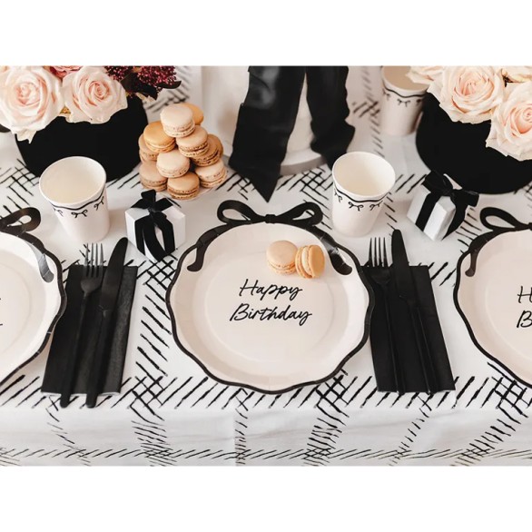 Pratos Laço Happy Birthday 6un