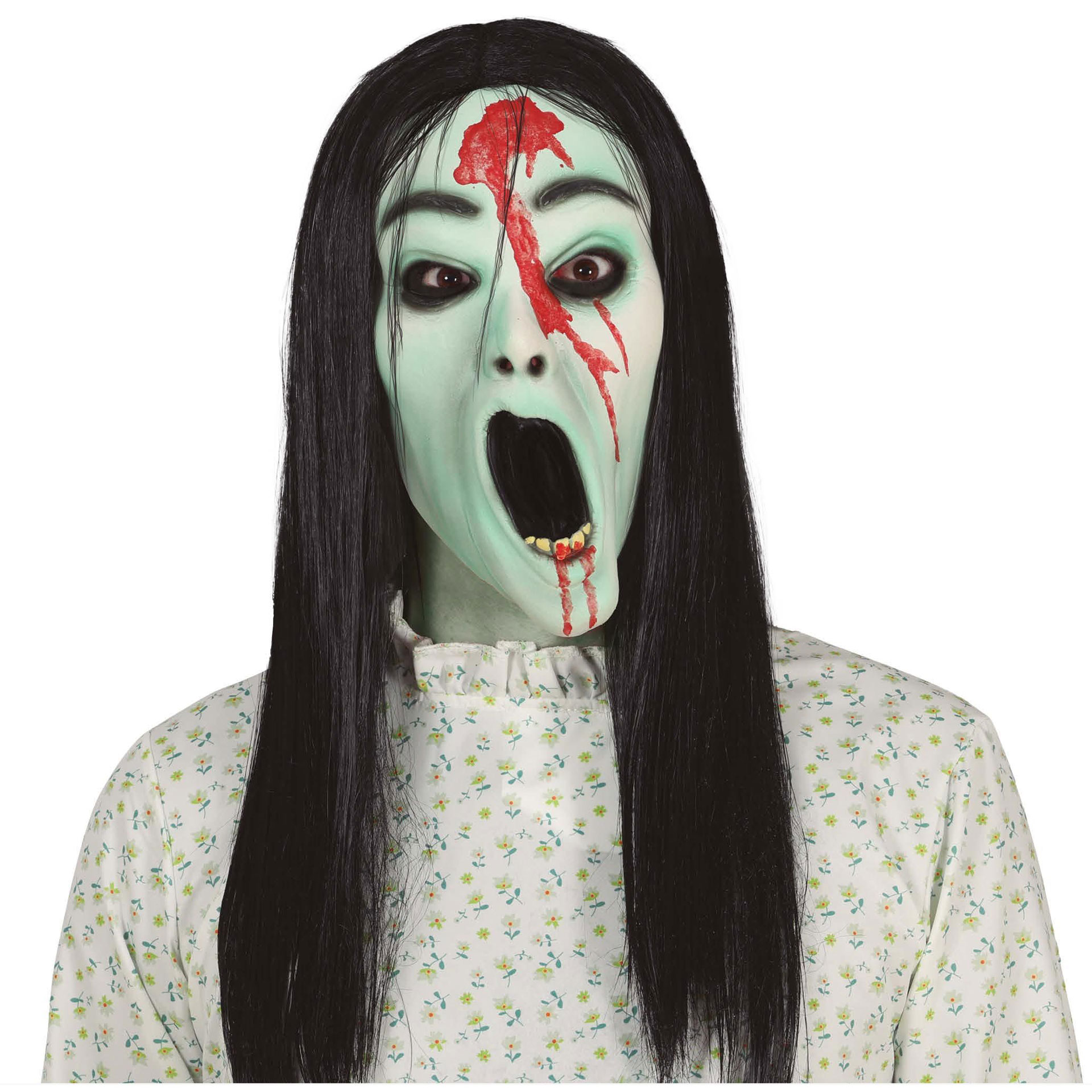 Máscara Menina Fantasma com Cabelo