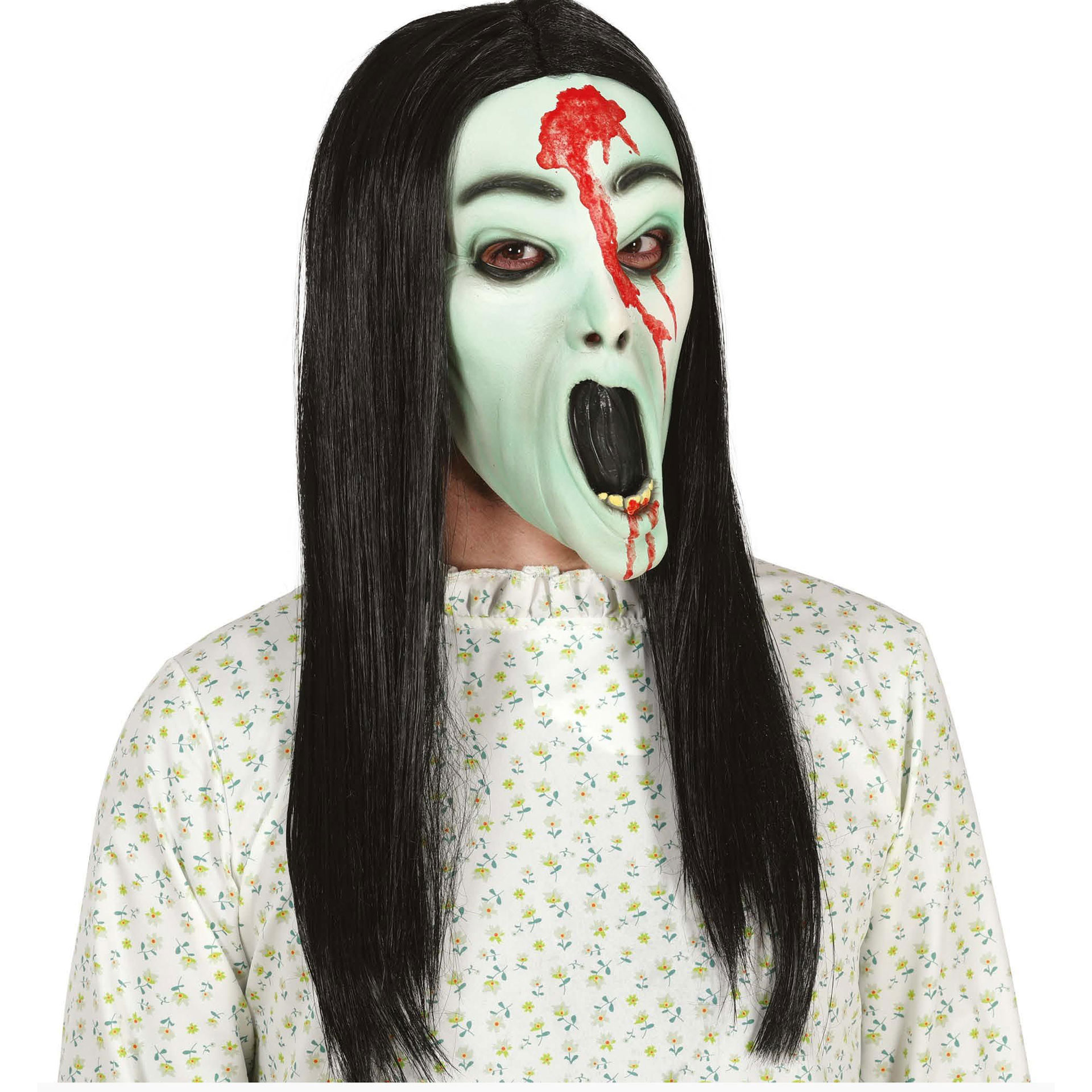 Máscara Menina Fantasma com Cabelo