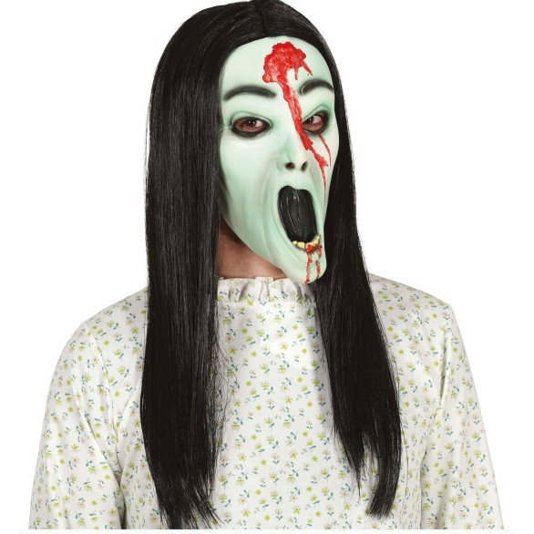Máscara Menina Fantasma com Cabelo