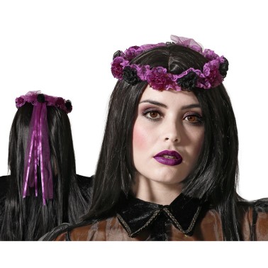 Coroa Flores Roxas Halloween